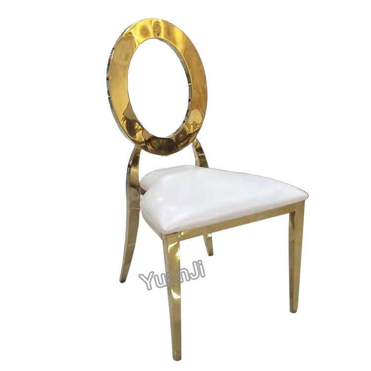 PU Seat Stackable Luxury Stainless Steel White Gold Dining Chair Modern