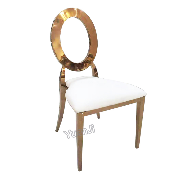 PU Seat Stackable Luxury Stainless Steel White Gold Dining Chair Modern